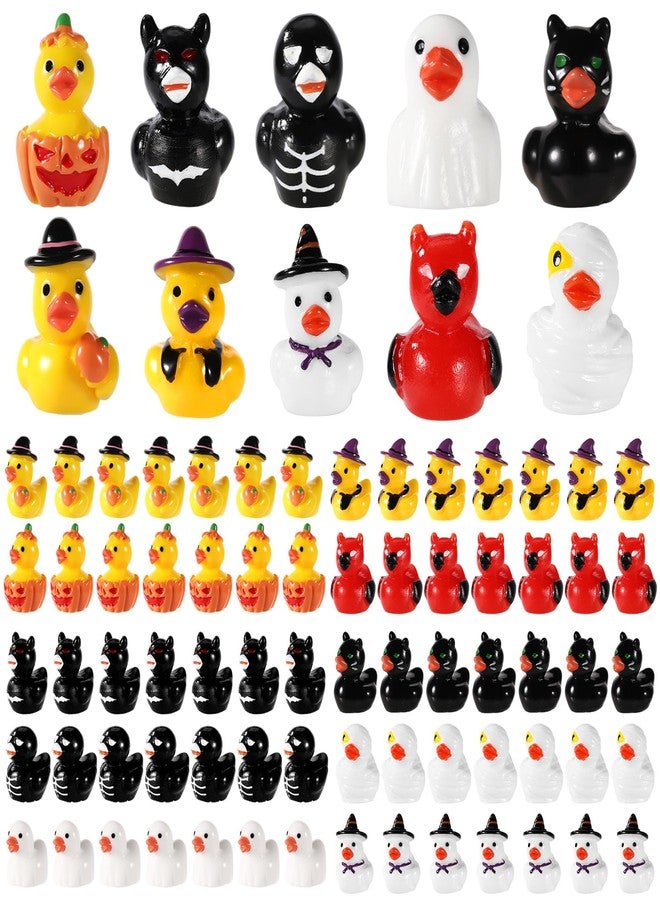 Sinbana 80pcs Mini Resin Halloween Ducks, 10 Special Designs Tiny Resin Halloween Ducks Figures Miniature Small Little Waterproof Decorations for Party Favors Collectibles & Home Decor - Image 1